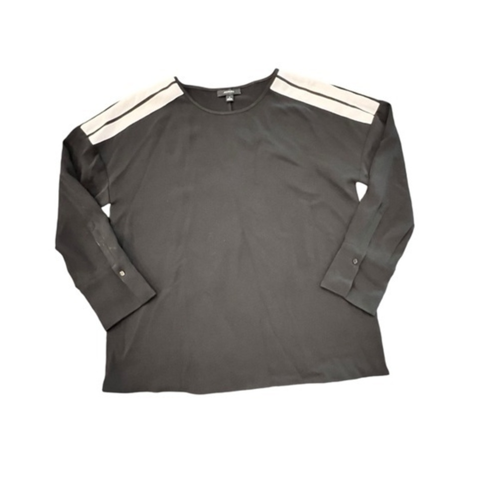 Alfani Blouse Top Women's Size Small Oversized Black White‎ Shoulder Stripe